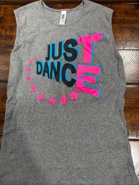 Kids Gray 'Just Dance' Graphic Tank with Pink & Blue Accents - Unbranded